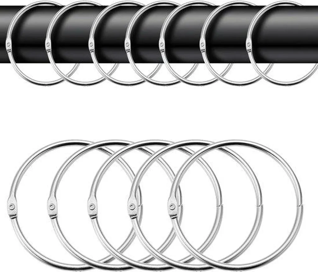 Anneaux argentés pour tringles à rideaux - Set de 40 - Diamètre 50 mm