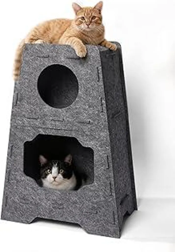Tana Gatti Feltro 3 Livelli - Nascondiglio Trapezoidale per Avventure
