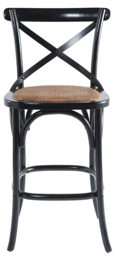 SIGNATURE - Chaise de comptoir en bois massif et cannage Image du produit 