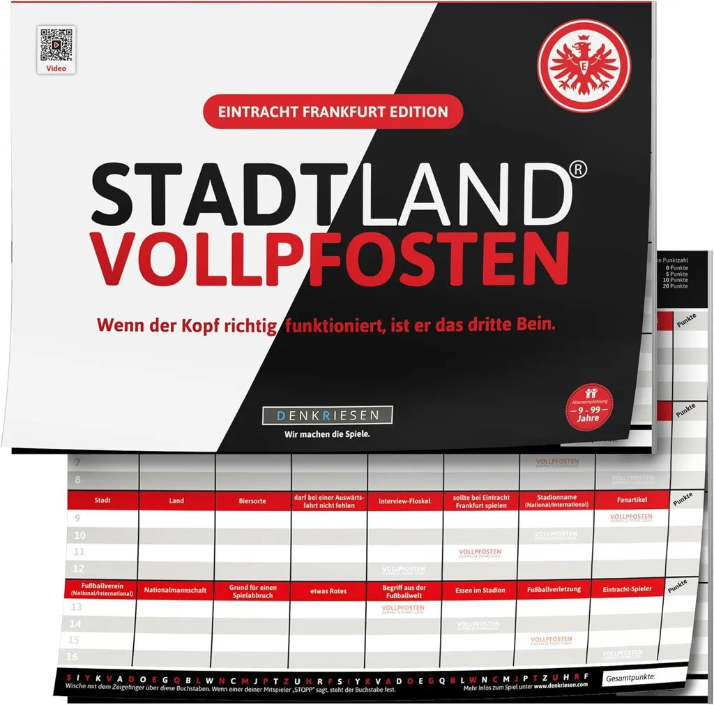 Jeu Stadt Land Vollpfosten Edition Eintracht Frankfurt A4 Denkriesen