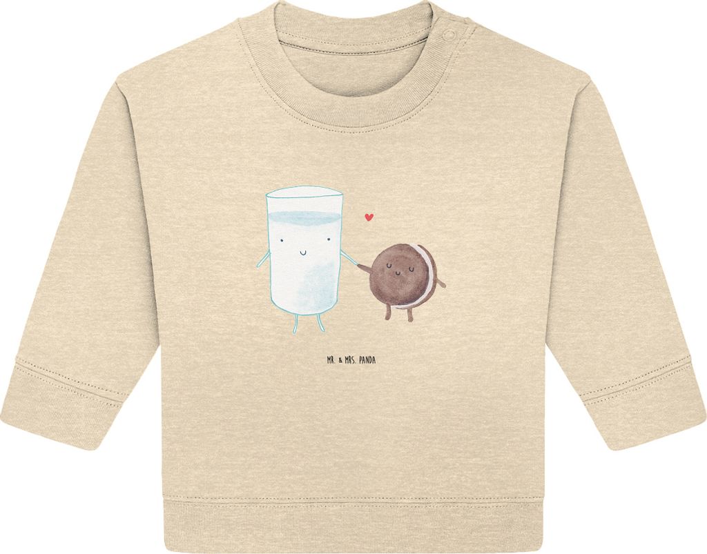 Mr. & Mrs. Panda Organic Baby Pullover Milch Keks 6. - 12. Monat - Natural Raw - Geschenk, Kekse, Lustige Sprüche, Bullover, Kaffee, Cookie, Roman...