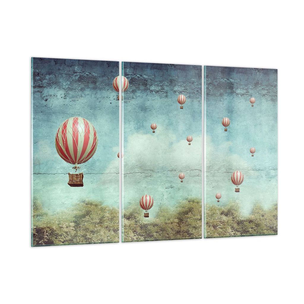 Bilder auf glas - Baloons Phantasie Illustration Fantasie - 105x70cm - Glasbilder - Wandbilder - Kunstdruck - Wanddekoration aus Glas - Glas Bilder...