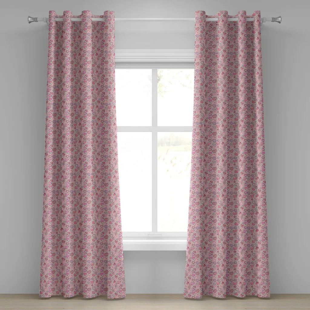 Rideau décoratif pour masquer le vis-à-vis motif cœurs 280 cm x 245 cm