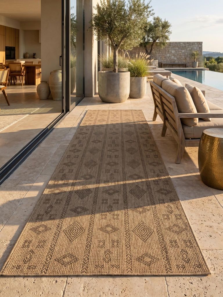 In- & Outdoor-Teppich Vintage Pflegeleicht Waschbar Strapazierfähig | Läufer Schwarz 80x250 cm Balkon Terrasse Küche | KASBERG – Kadima Design