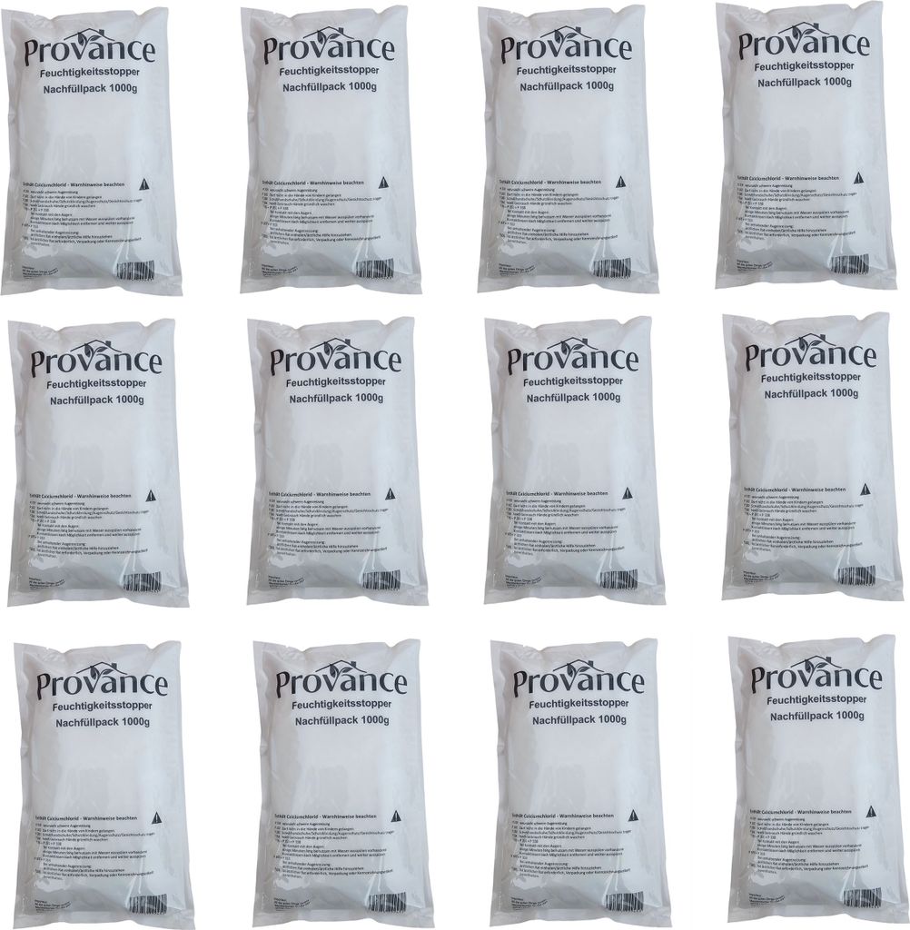 12 Stück Raum Luftentfeuchter Granulat 1kg 1000g Vliesbeutel Nachfüllpack (2,48€/kg)