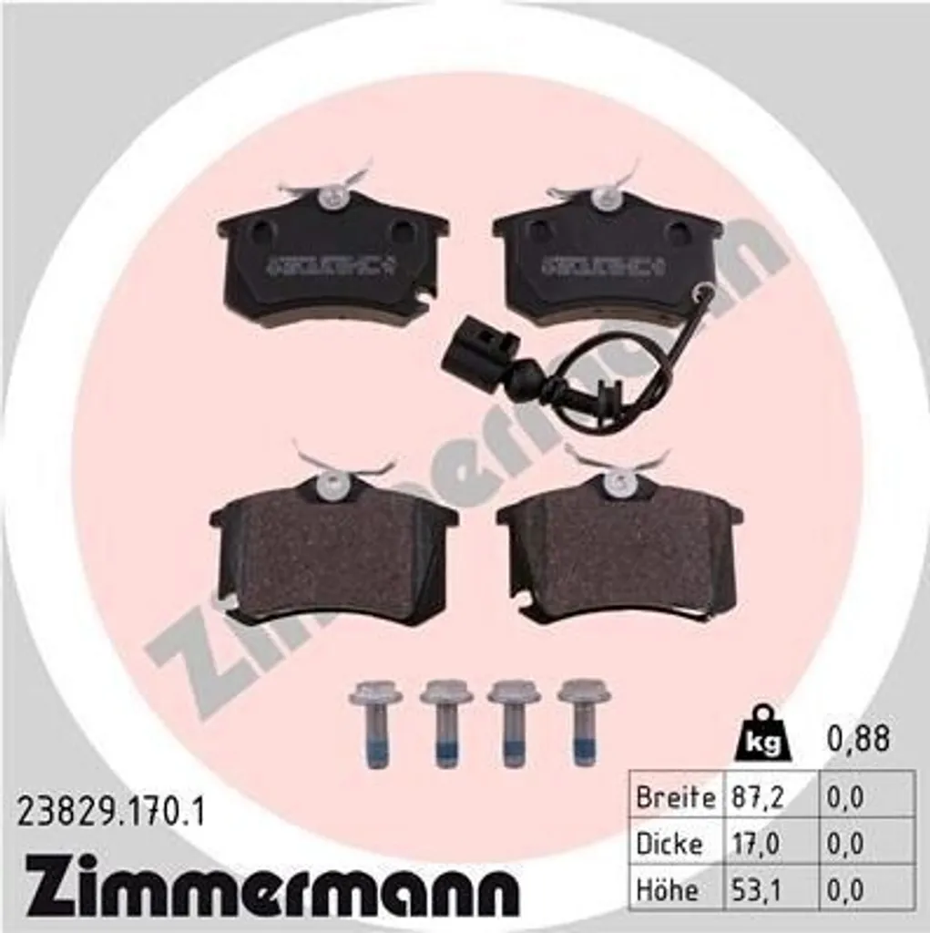 Zimmermann 23829.170.1 Plaquettes de Frein pour Ibiza 6L et Polo 9N