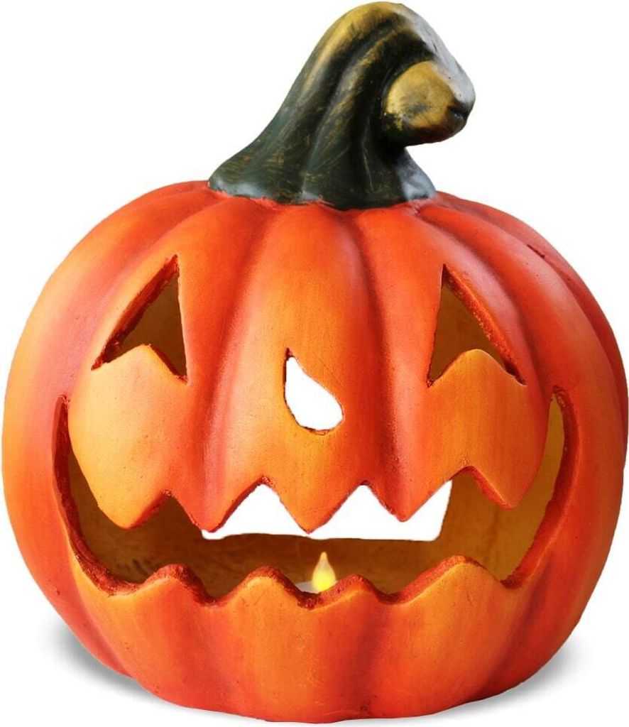 XXL Kürbis-Laterne mit LED Halloween-Deko Windlicht in 26x23 cm