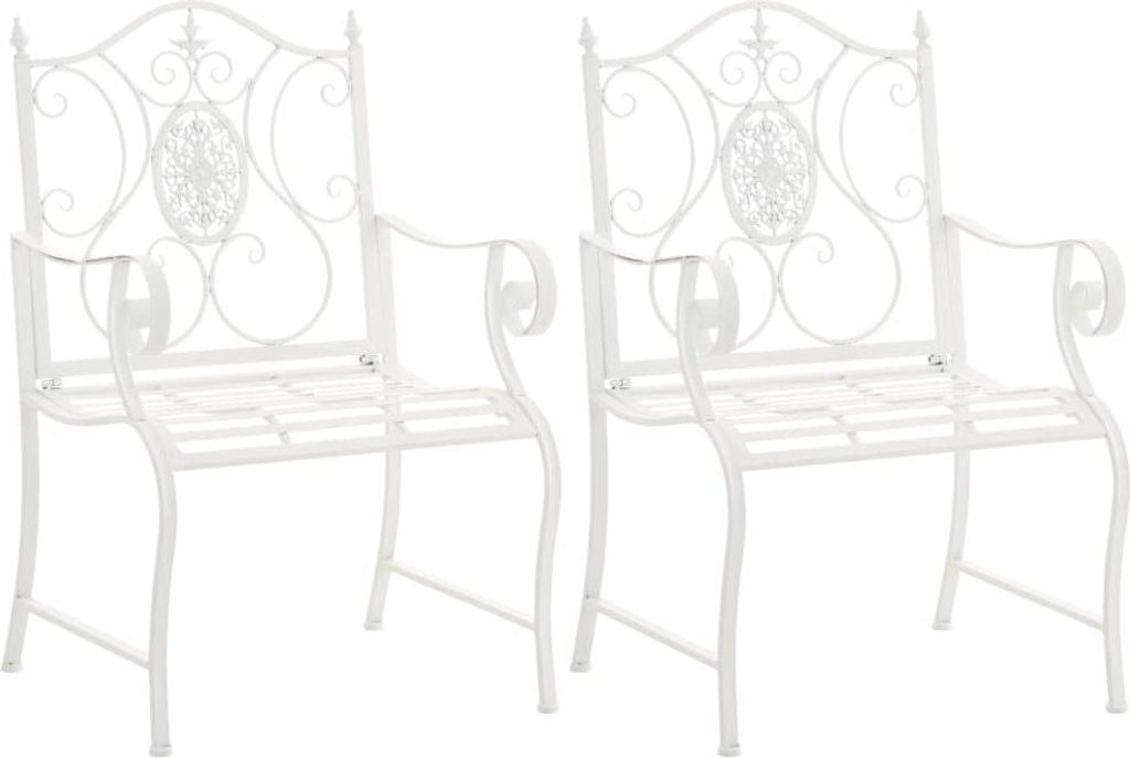 2er-Set nostalgische Gartenstühle – Outdoor-Stühle – pflegeleicht | Farbe: Weiß