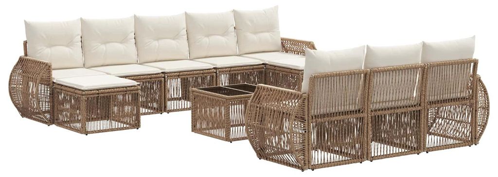 Möbel Gartensofa-set 11 pcs Beige und Cremeweiß Poly-Rattan - Gartenmöbelgarnituren CC1557