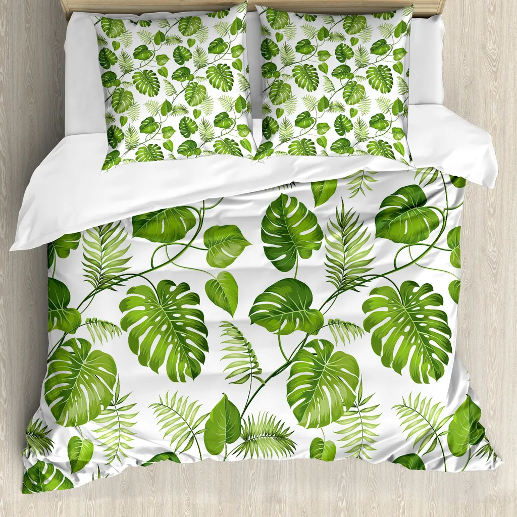 Housse de couette anti-acariens pour lit double avec taie 80x80 vert pâle