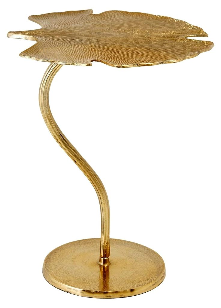 Dekorativer Beistelltisch Ginkgo Blatt 53cm Gold Handgefertigt Metall
