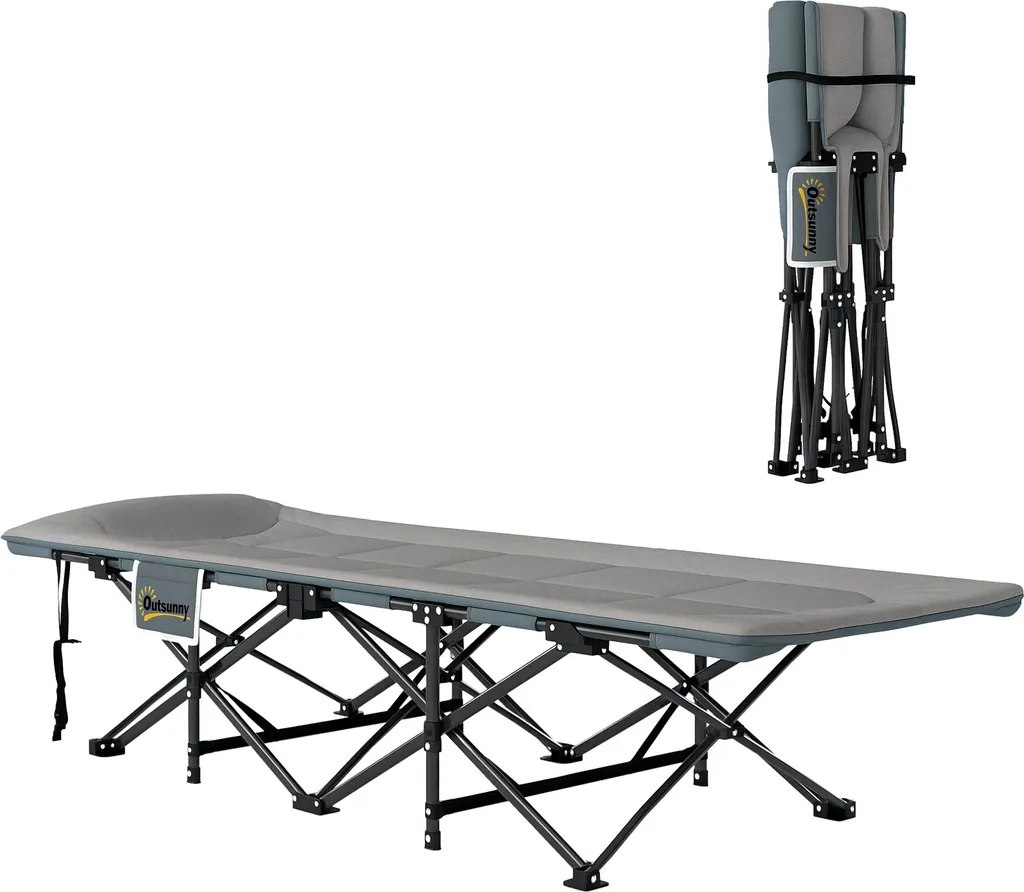 Lit de camp pliant adulte Outsunny avec appui-tête et matelas amovible