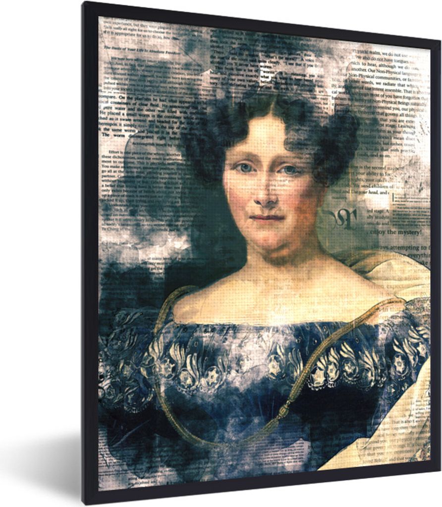 MuchoWow Gerahmtes Poster Johanna Henriette Engelen - Dubois Drahonet - Collage 60x80 cm - Poster mit Schwarzem Bilderrahmen Wandposter Rahmen Fo...