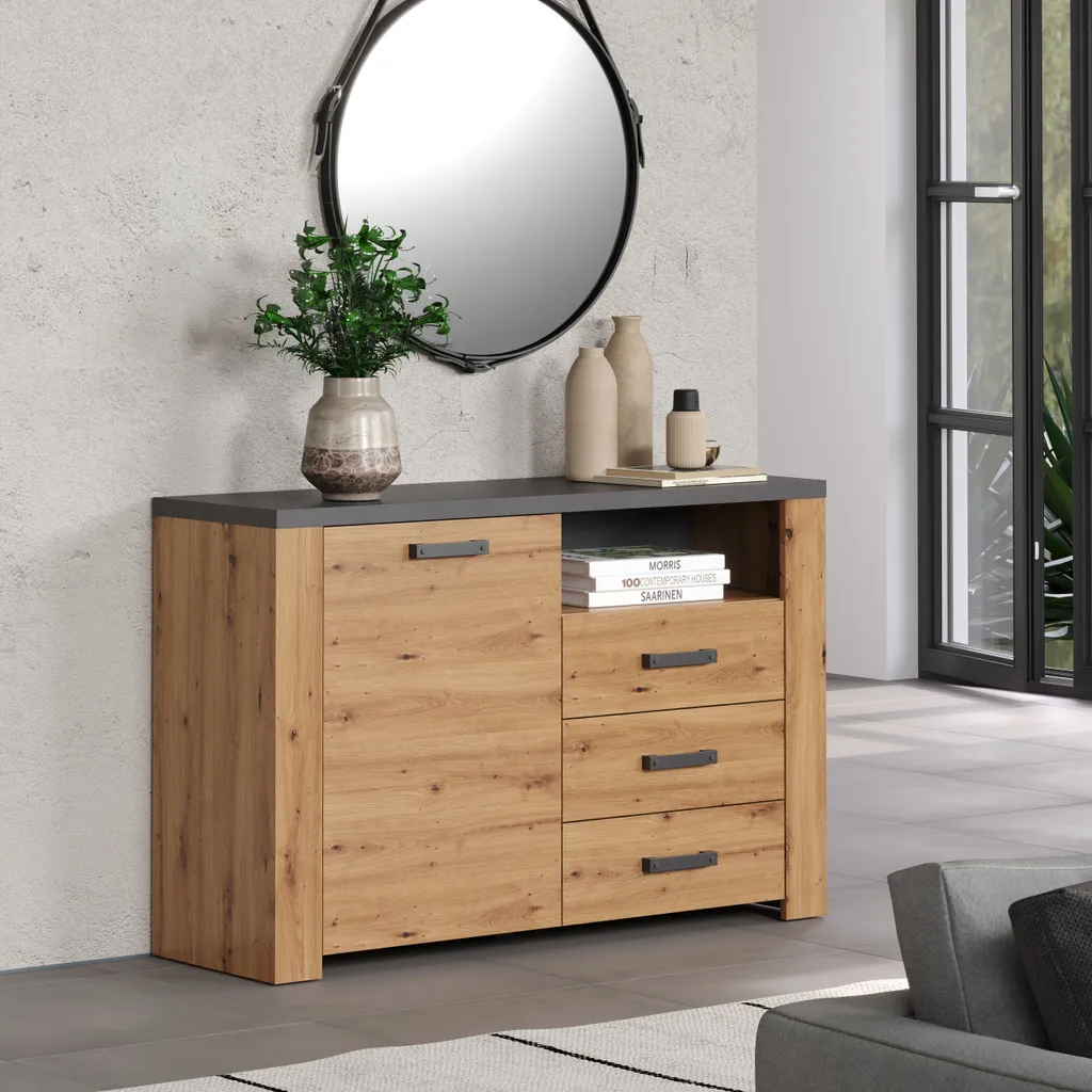 Buffet avec Finition ABS et Décor Chêne Artisan, Meuble Robuste Matera - 3
