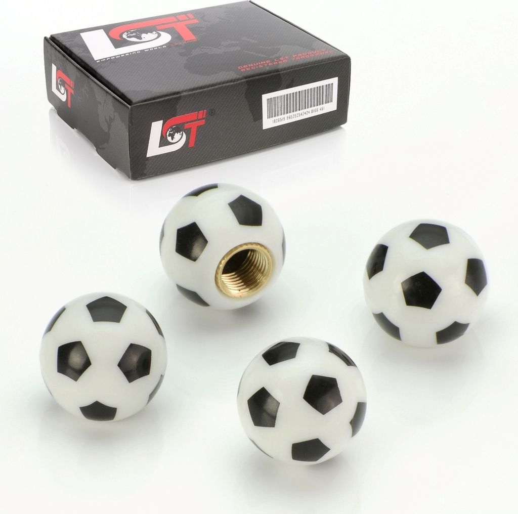 4x VENTILKAPPE REIFENVENTIL VENTIL KAPPE KUGEL FUßBALL WEIß FÜR PKW LKW MOTORRAD