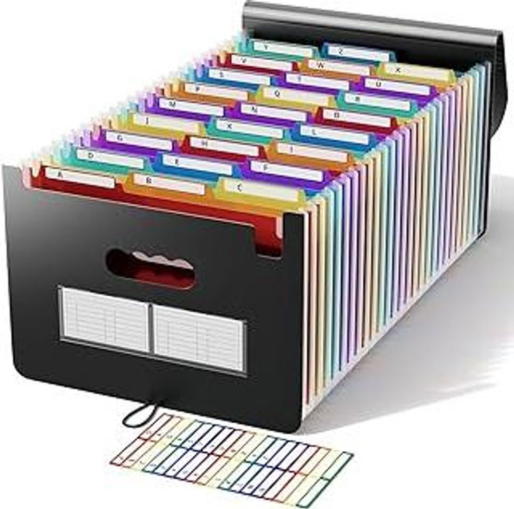 Dokumentenmappe A4, 26 Fächer Fächermappe Sortiermappe Bunte Datei Ordner Regenbogen Aktenordner Ordner Akkordeon Design A4 Größe Grosse Kapazi...