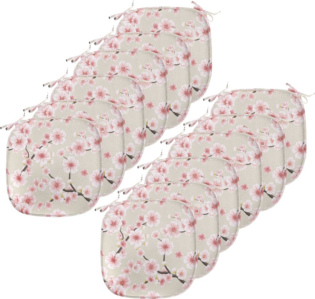 ABAKUHAUS asiatisch Polster für Esszimmerstühle, Flowering Cherry Blooms, Dekoratives wasserfestes Kissen mit Riemen für Küchensitze, 40 cm x 4...
