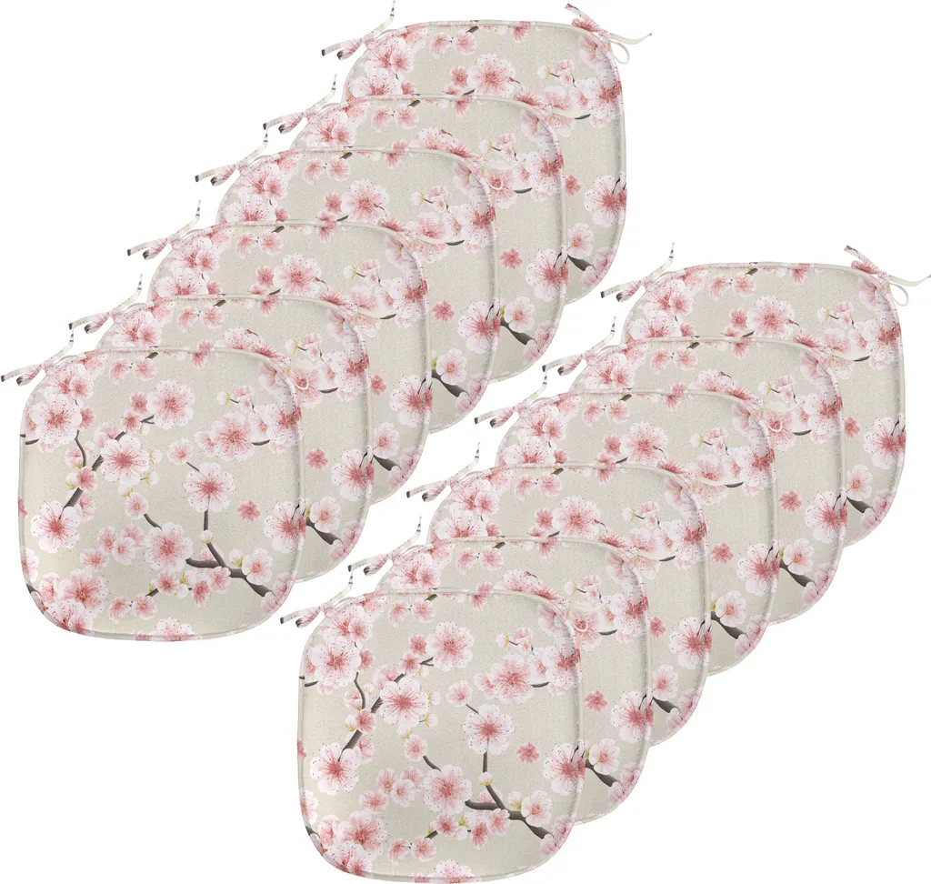 Coussins de Chaise Imperméables avec Sangles 40cm Lot de 12 Beige