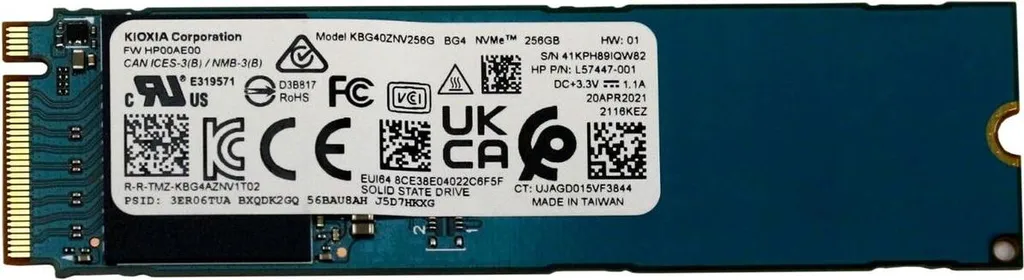 KIOXIA KBGSSD M.2 2280 NVME PCIe x4 256GB DISCO STATO SOLIDO PC PCI