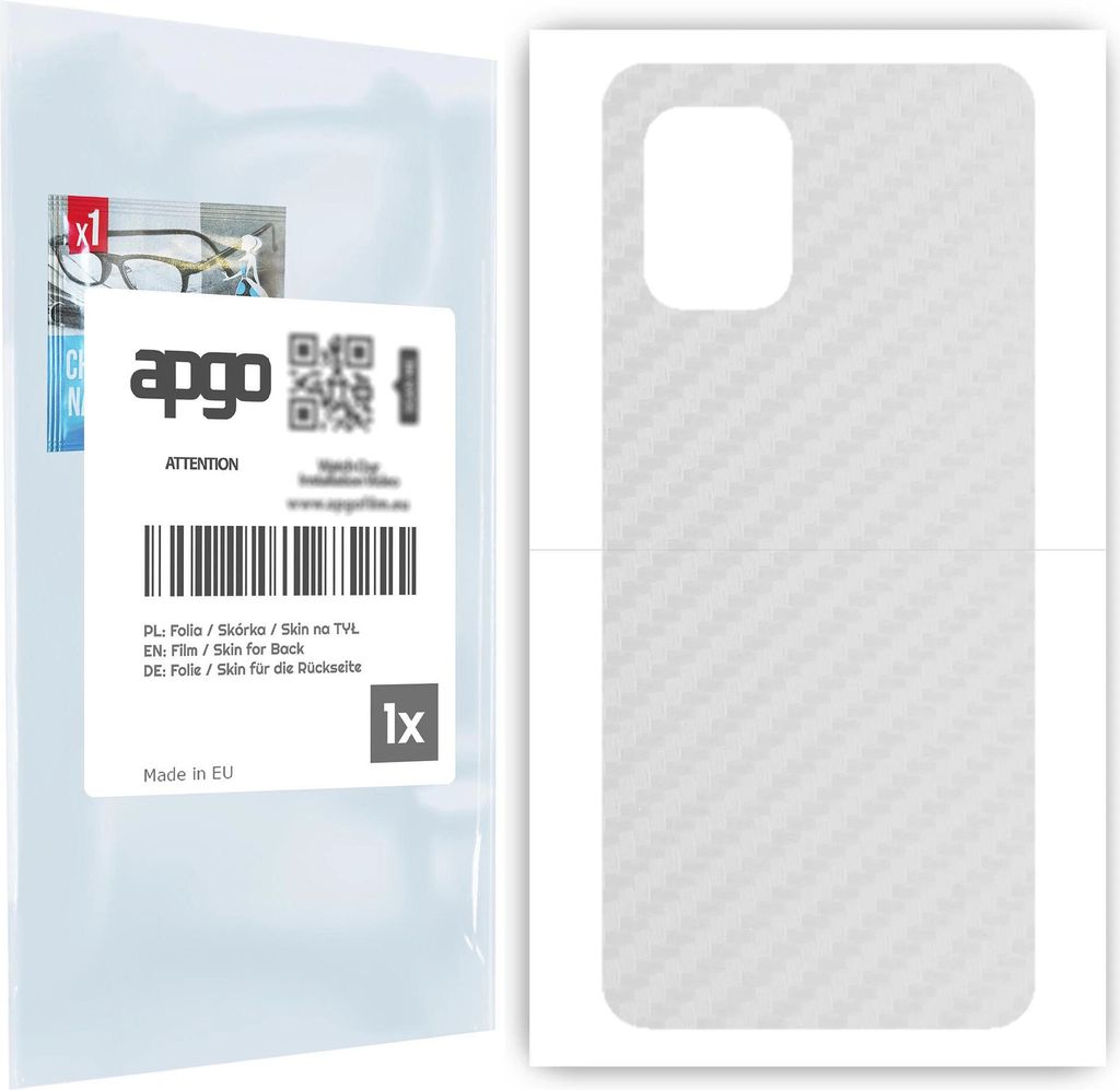 apgo Rückseite Schutzfolie für Xiaomi Mi 10 Lite 5G - Hinten Schutzfolie Carbon Transparent (durchsichtig), Rückseite Folie schützt vor Kratze...