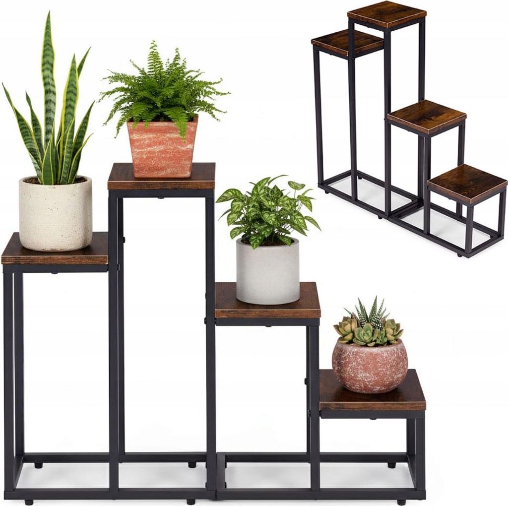 Stehender Blumenständer für Blumendekorationen, 4 Ebenen, Loft-Stil