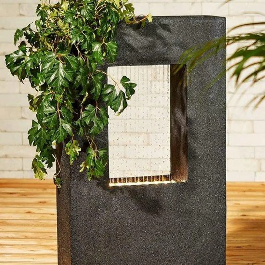 Fontaine de jardin en polyrésine robuste 93 cm - Décoration zen avec LED