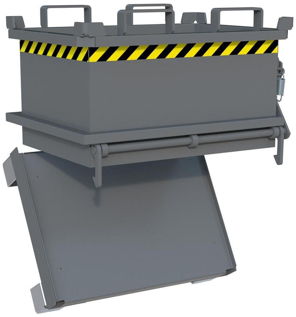 Mini-Klappbodenbehälter, gerade, LxBxH 600x800x625 mm, Vol. 0,13 cbm, lackiert RAL 7005 mausgrau