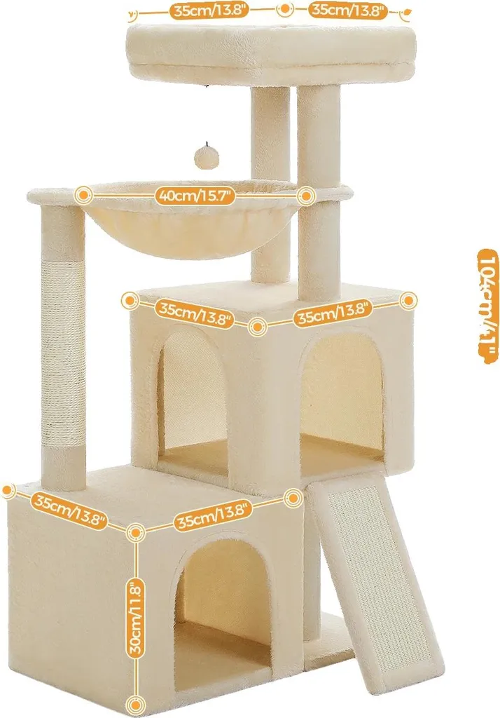 Arbre à chat pour grand appartement, 4 étages avec hamac et repos, L