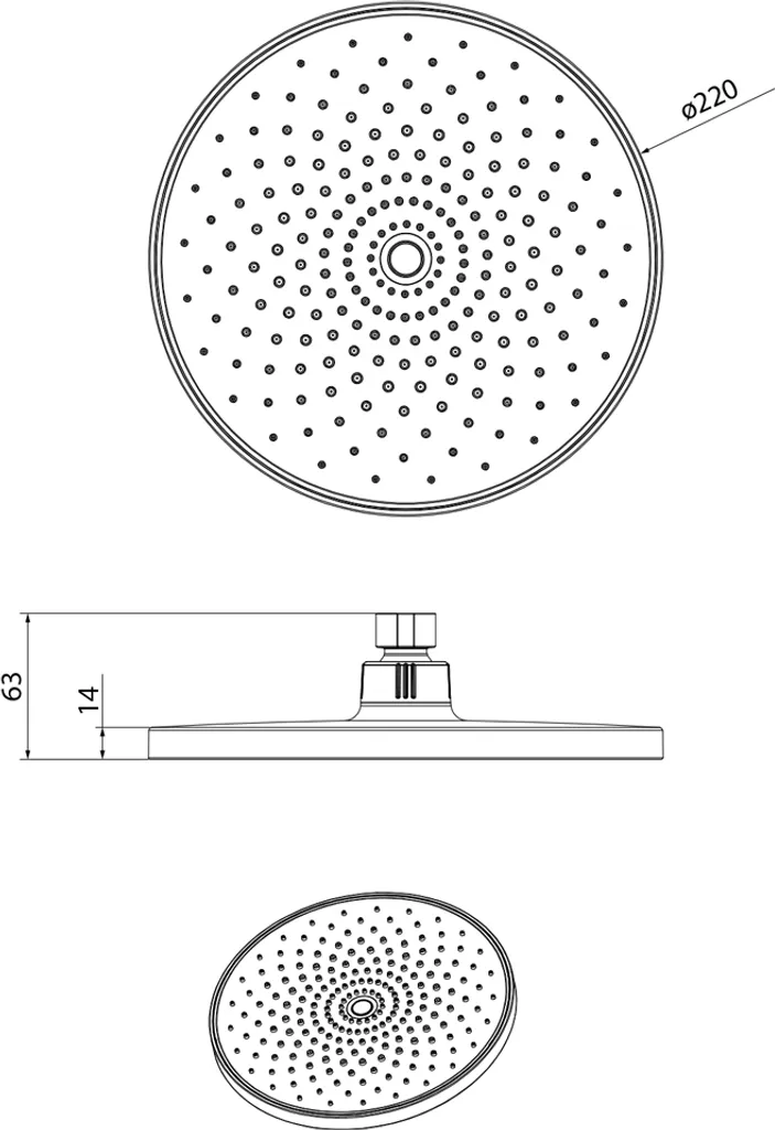 Soffione a Pioggia 220mm Nero Opaco - Facile Montaggio e Pulizia - 4