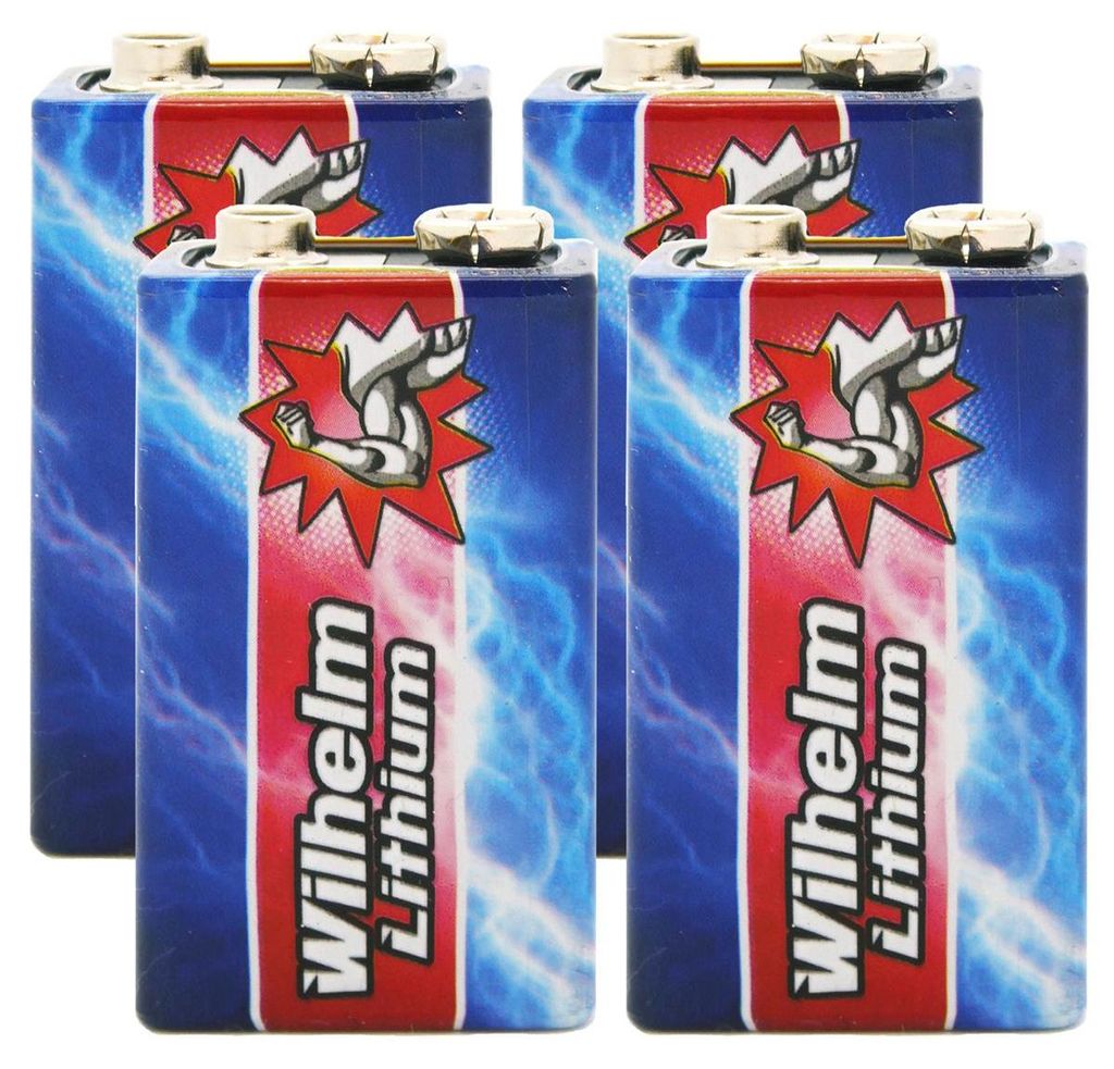4 x Wilhelm Lithium 9V Block Batterie Rauchmelder 6LR61 9 Produktbild 
