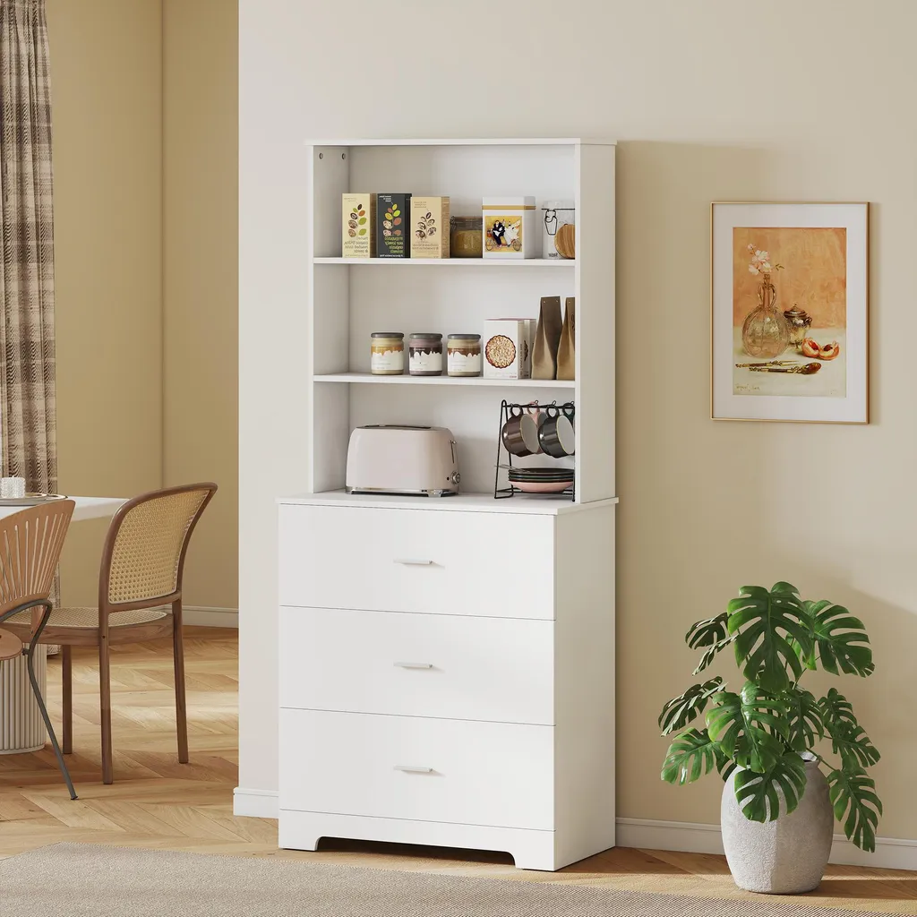Étagère de bureau blanche avec tiroirs pour dossiers et décoration - 10