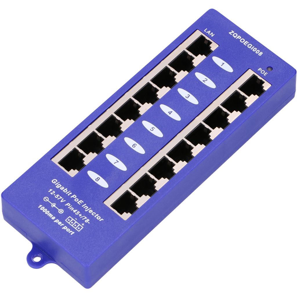 Extralink 8 ports, Injecteur PoE Gigabit, 8x RJ45 1000 Image du produit 