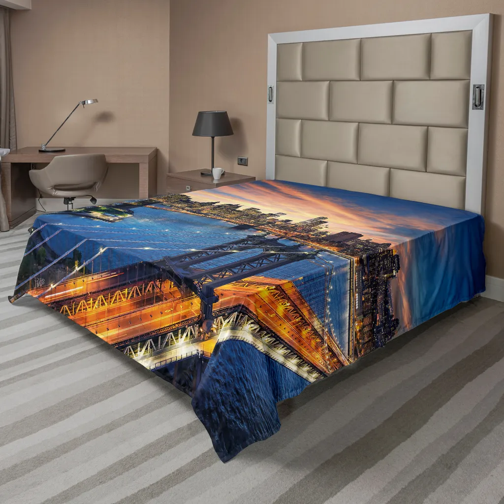 Drap de lit décoratif Pont de Brooklyn 260x228 cm en tissu souple doux
