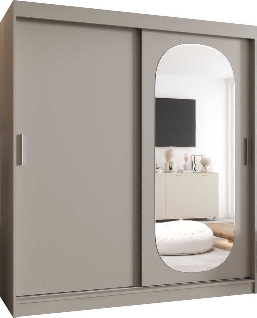 MEBLE KRYSPOL ROYAL 180 Kleiderschrank mit zwei Schiebetüren für Schlafzimmer – moderner Aufbewahrungsschrank mit Kleiderstange und Regalen –...