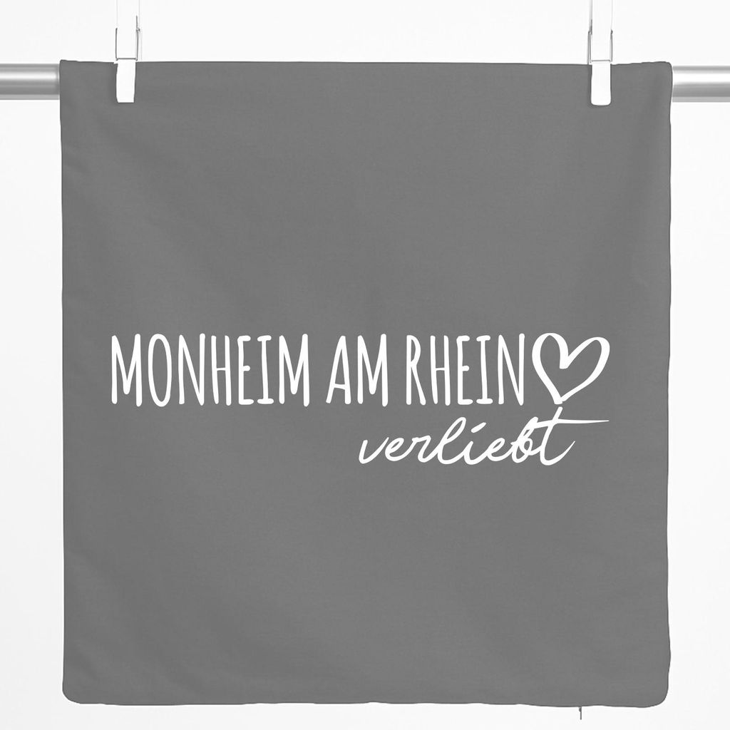 Huuraa Kissenbezug Monheim am Rhein verliebt 40x40cm Steel Grey Baumwolle Dekokissenbezug Geschenkidee