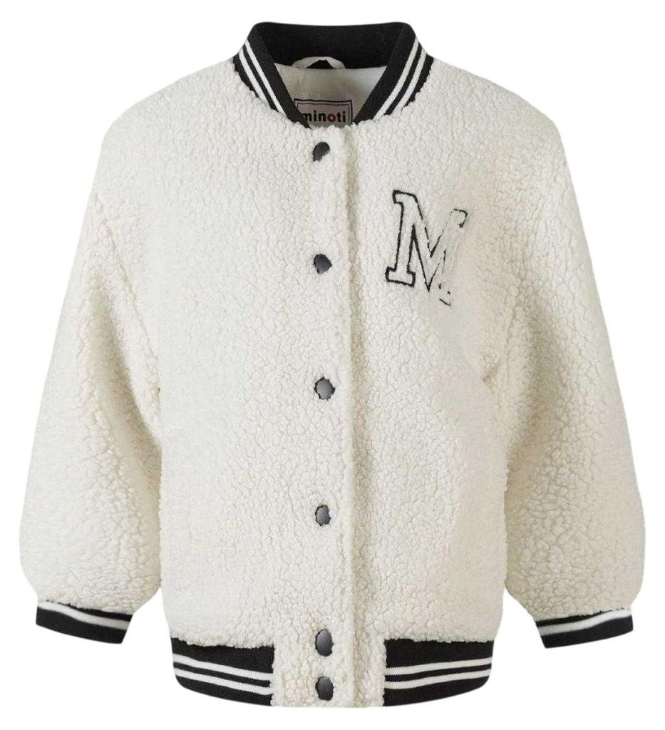 Minoti - Jacke für Mädchen, Teddyfleece, Baseball MN763 (146) (Weiß)