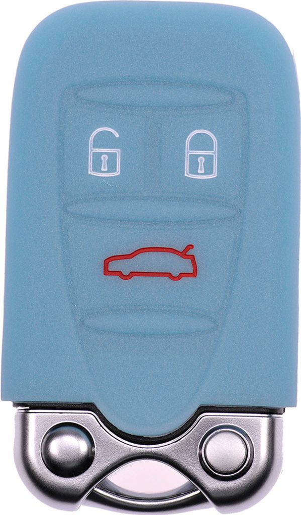 Auto Schlüssel Hülle Silikon Schutz Cover Fluoreszierend Blau kompatibel mit ALFA Romeo 159 Brera 156 Spider 2005 - 2011 3 Tasten KEYLESS SMARTKEY