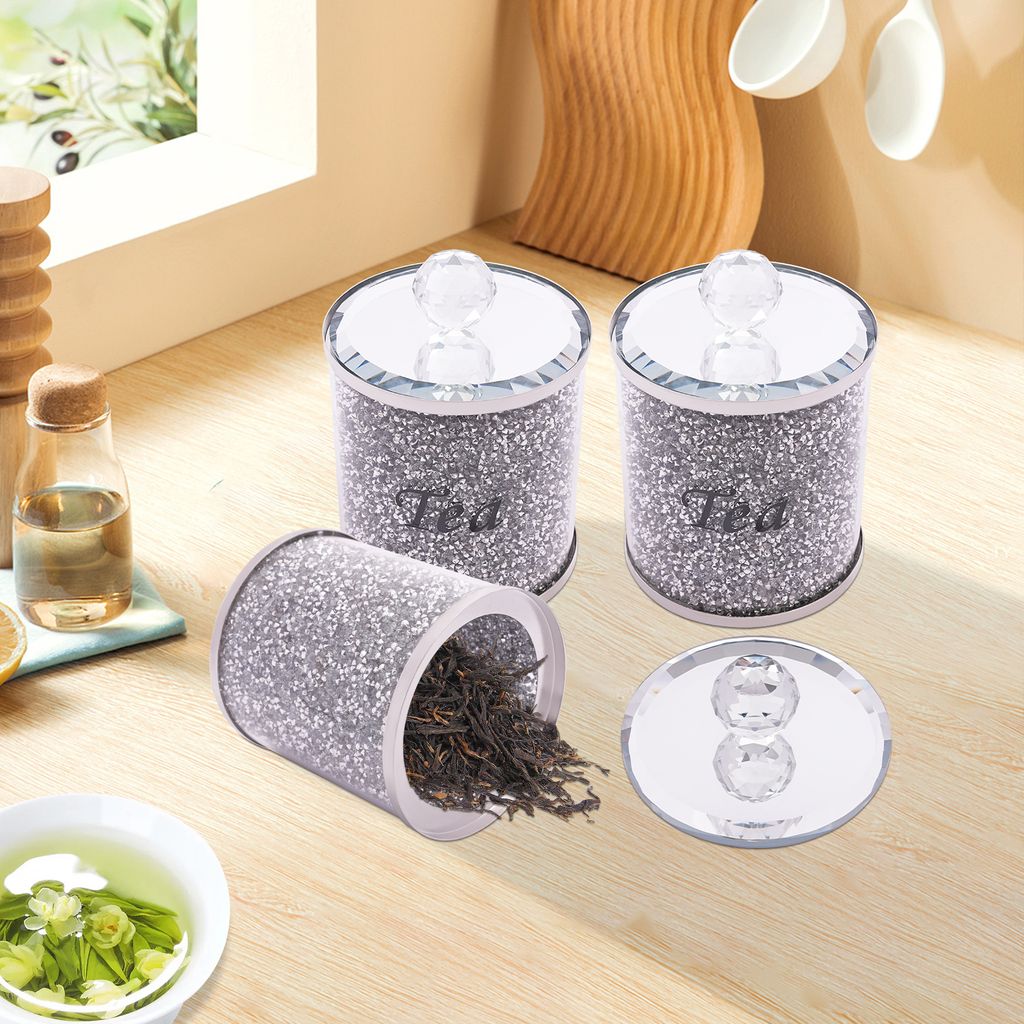 Kaffee Zucker Tee Container, Crushed Diamond Inlay dekorative Kanister, Getreide Mehl und Konserven Glas Storage Jars