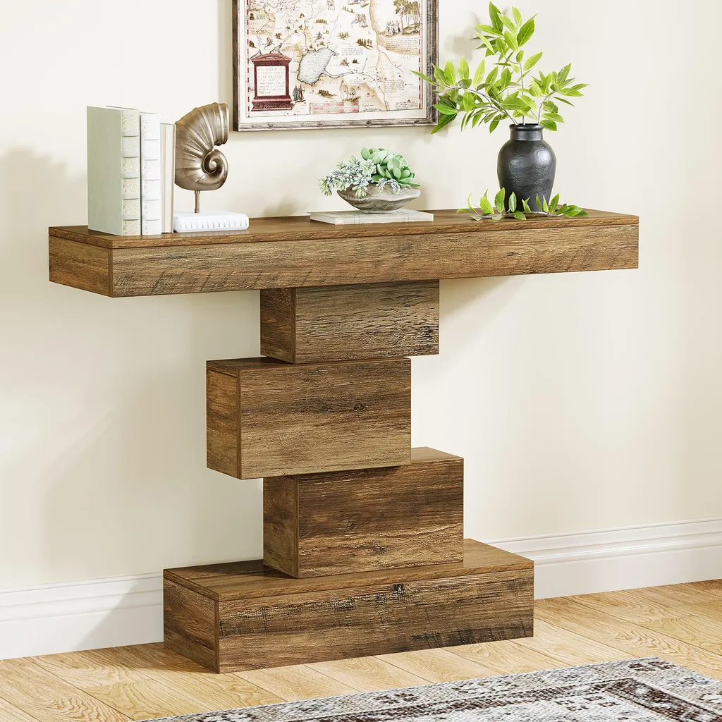 Tavolino da Ingresso Legno 108cm Tribesigns - Consolle dietro Divano