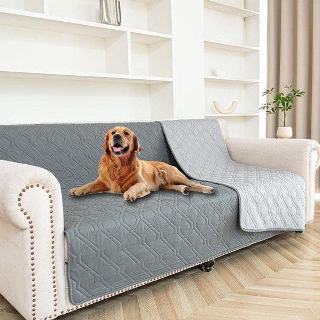 Wasserdichter Hundedecke für Große und Kleine Hunde, beidseitig weich, für Couch, Bett und Auto, Maschinenspülbar, Grau, 137 x 208 cm