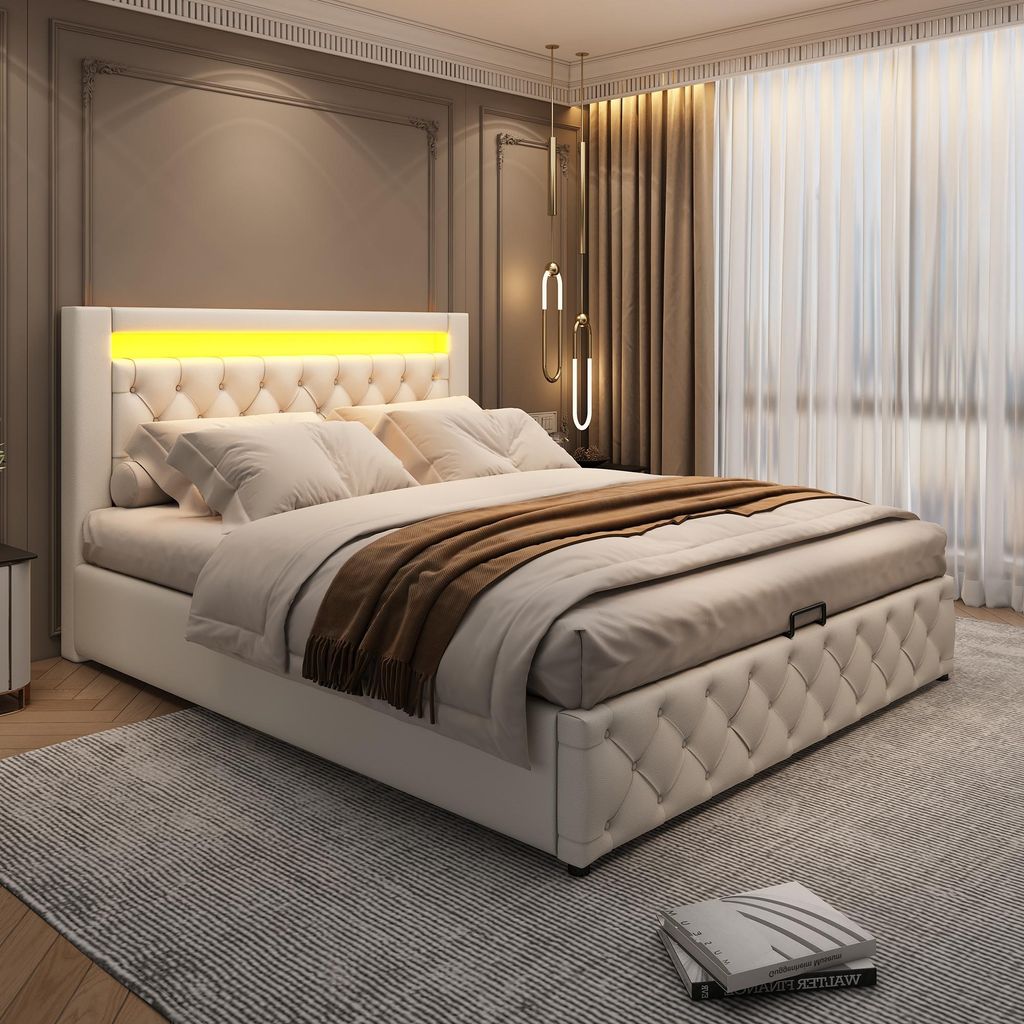 STILVORA Polsterbett 140x200cm mit LED-Beleuchtung, Produktbild 