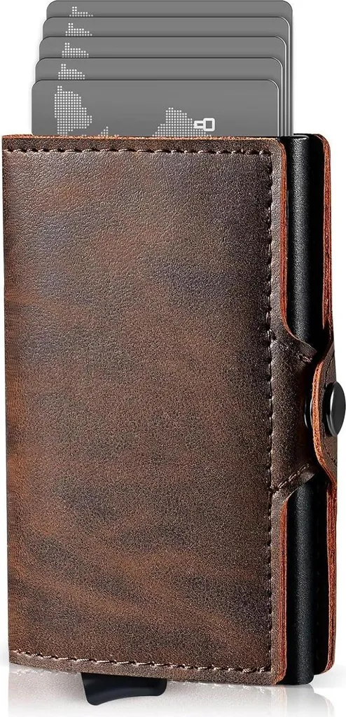 Portefeuille de Voyage Slim RFID AISIR Marron pour Cartes et Billets