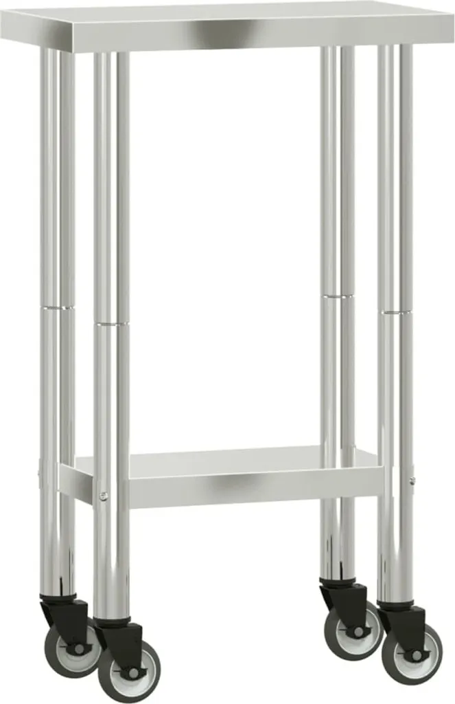 Desserte de cuisine professionnelle en inox sur roulettes 55x30 cm