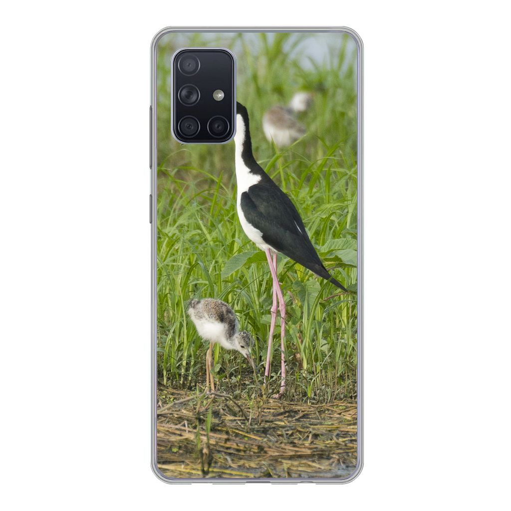 MuchoWow Handyhülle Schutzhülle Hülle für Samsung Galaxy A51 5G Vogel - Gras - Küken - Sumpf Silikon Softcase Handy Hülle - Abbildung