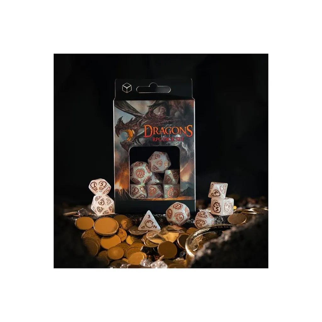 Dés Dragons Gris et Cuivre - Set de 7 Dés de Jeu de Rôle Dragon - 2