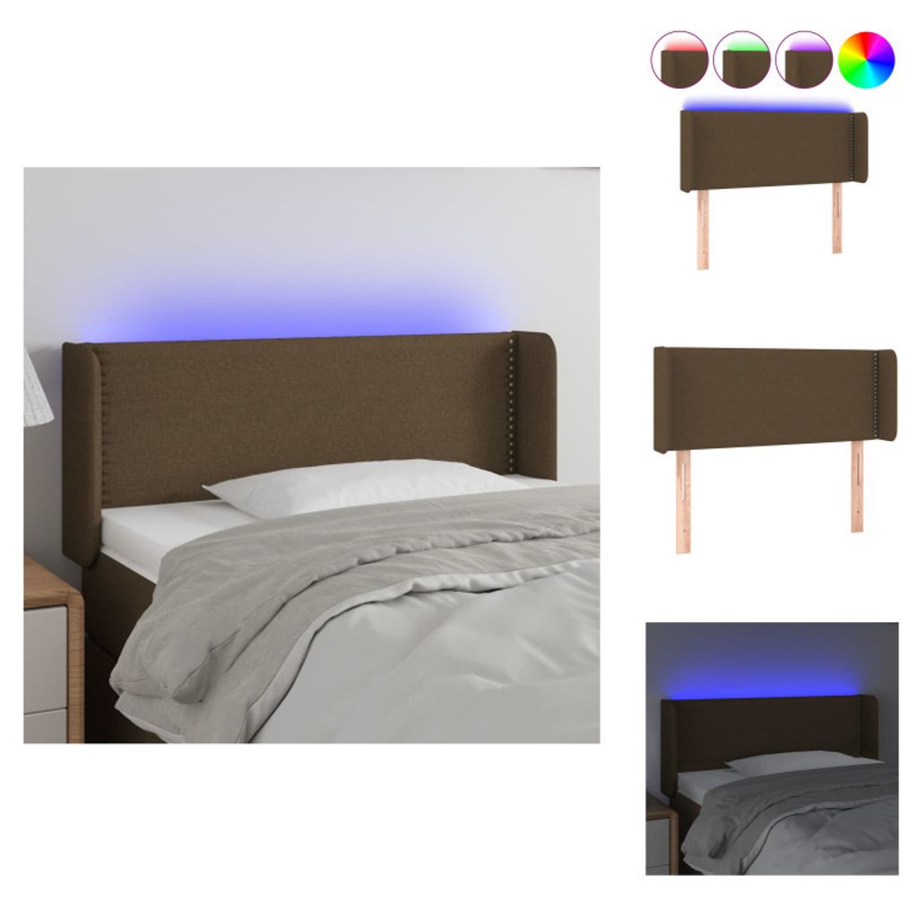 vidaXL LED Kopfteil Dunkelbraun 103x16x78/88 cm Stoff - Kopf- & Fußenden