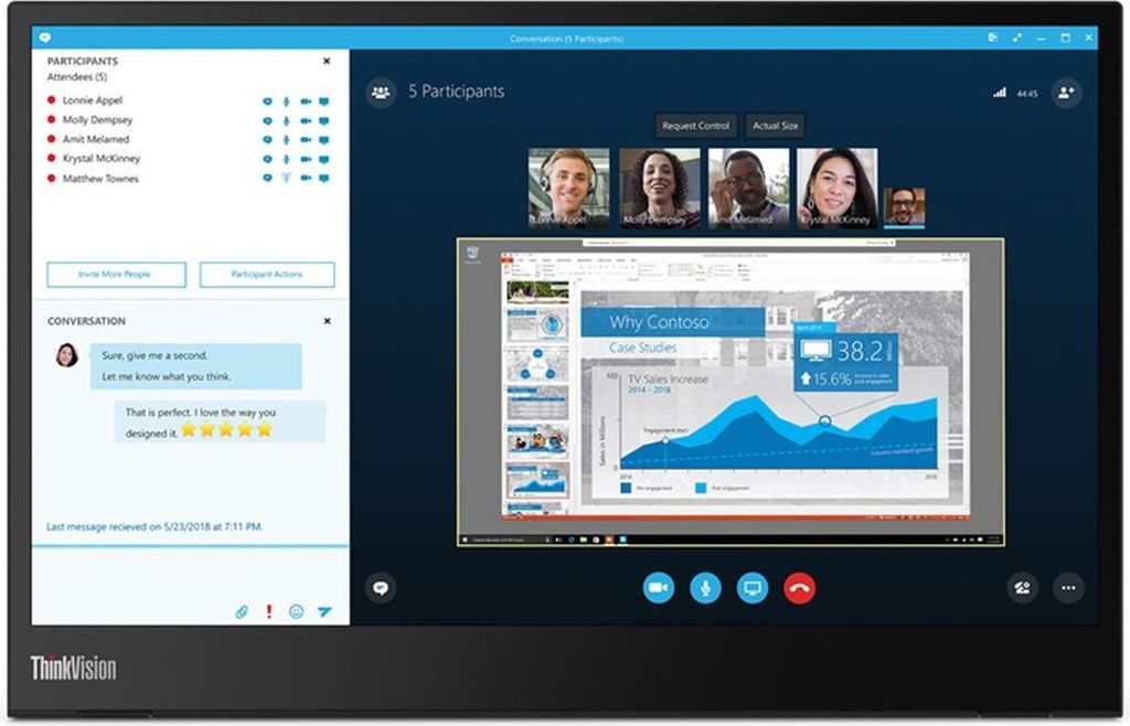 Lenovo ThinkVision M14, 35,6 cm (14"), 1920 x 1080 px, Full Zdjęcie produktu 