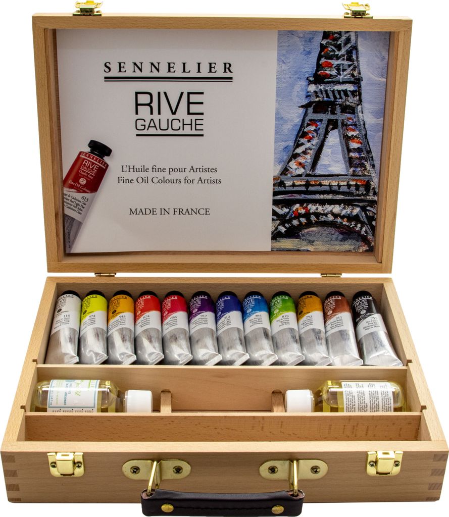 Sennelier Rive Gauche Ölfarben im Holzkasten 12 Tuben x 40ml - N130327.00