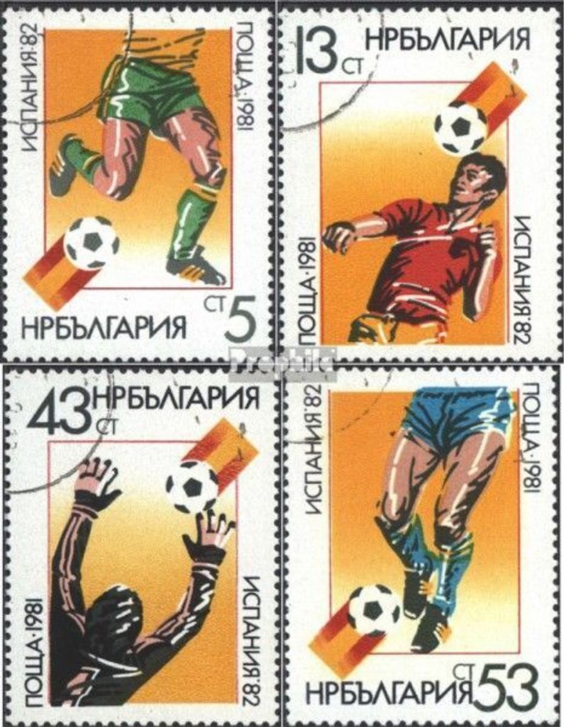 Briefmarken Bulgarien 1981 Mi 3053-3056 (kompl.Ausg.) gestempelt Fussballwelmeisterschaft 1982