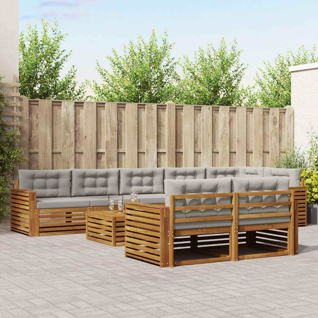 (Robust Möbel)Outdoor-Sofagarnitur - CLORIS - Balkonmöbe/Sitzgruppe - mit Kissen 26 pcs - Moderne Design - Natürlich und Hellgrau - Gartenso...